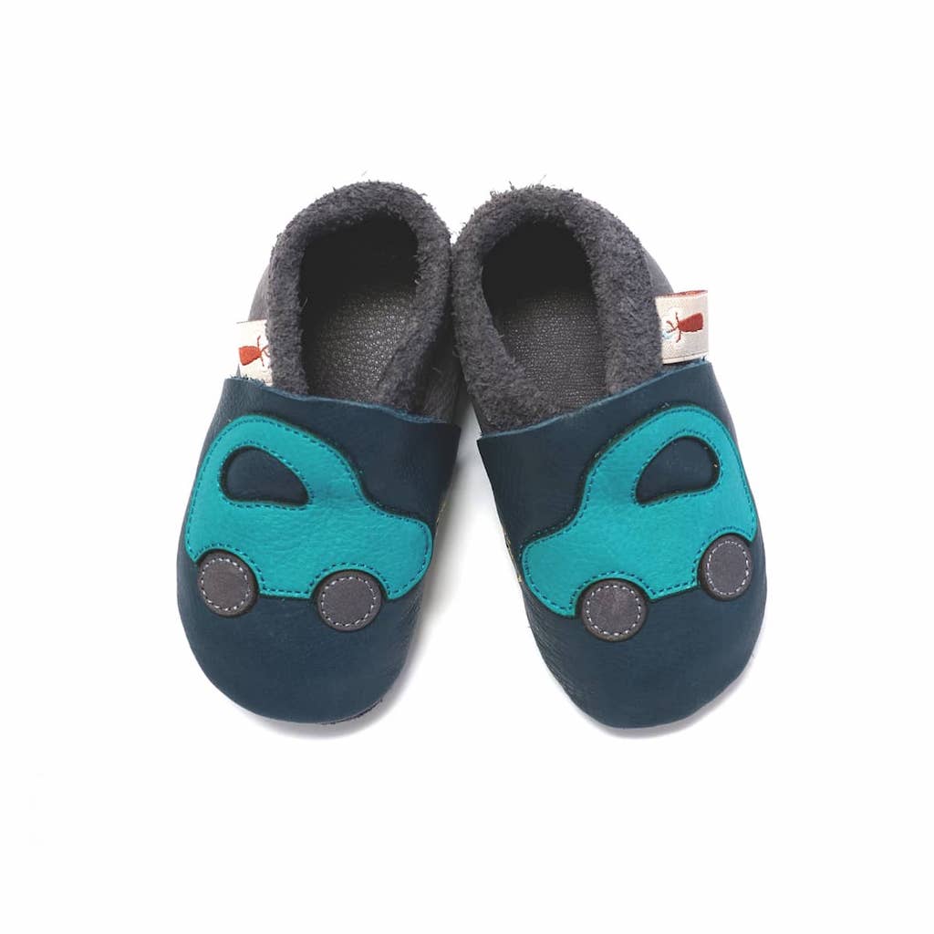 Baobaby Krabbelschuhe Auto Marineblau